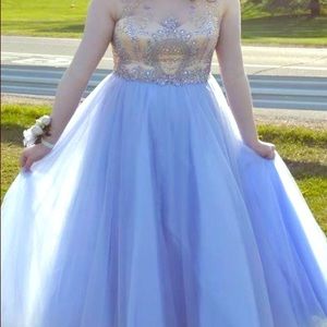 Stunning periwinkle/nude dress from Alyce Paris.